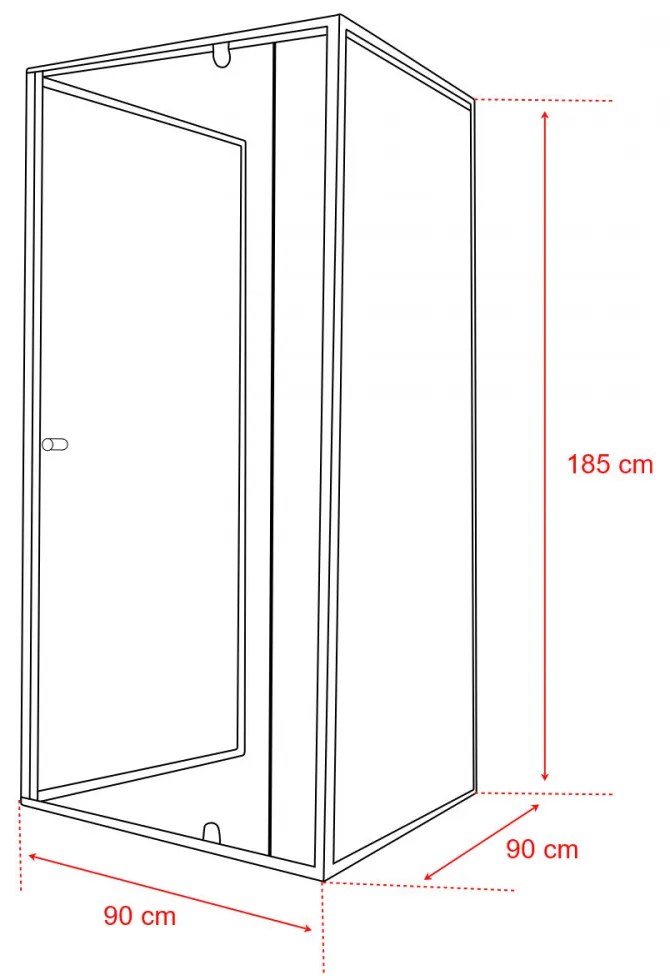 Flexi 90x90 cm falsíkra szerelhető szögletes zuhanykabin zuhanytálca nélkül