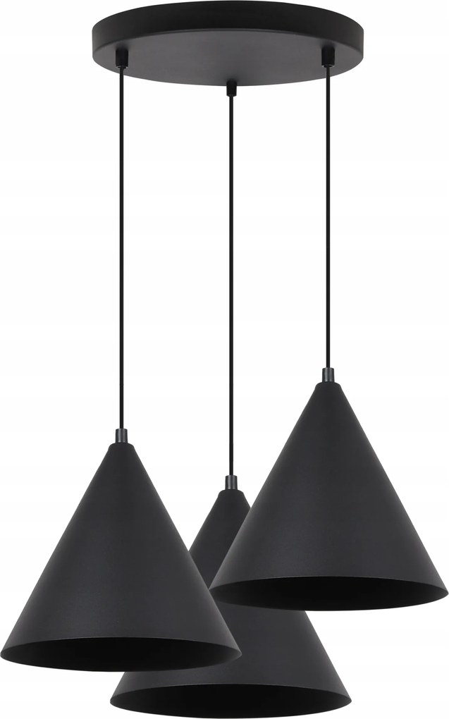 Mennyezeti Lámpa Függeszték Csillár Loft Kúp Fekete Hármas Konyha E27