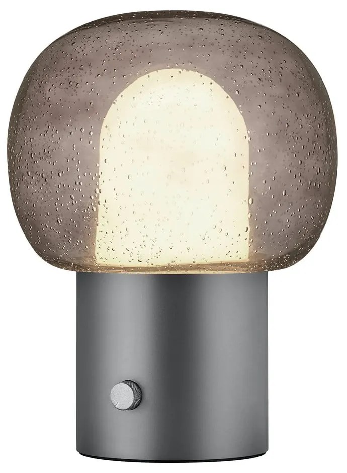 Antracitszürke alumínium LED asztali lámpa üveg búrával (magasság 32 cm) Iris – Blomus