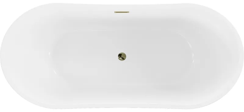 Mexen Montana, szabadon álló kád 170 x 80 cm, fehér-fekete, arany fényes túlfolyó, 52011708075-50
