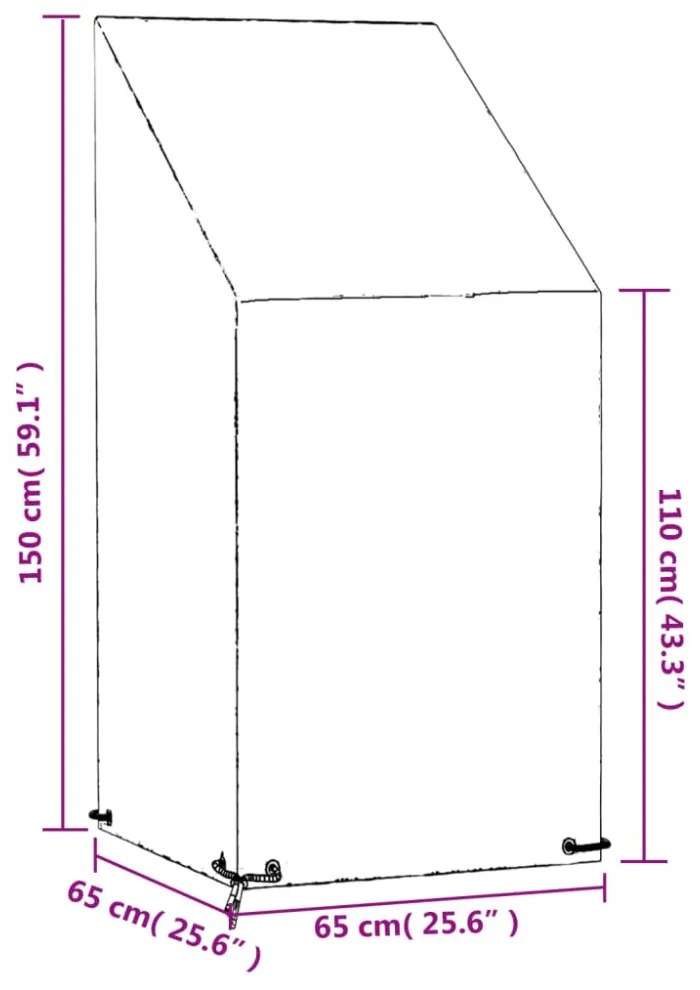 2 db polietilén kerti székhuzat 8 fűzőlyukkal 65x65x110/150 cm