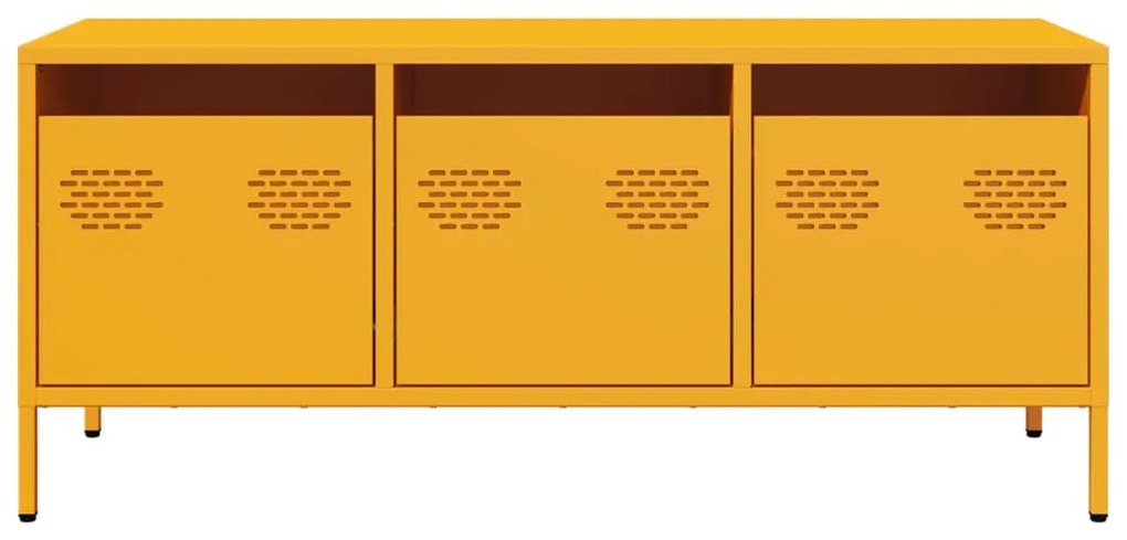mustársárga hidegen hengerelt acél TV-szekrény 101,5x39x43,5 cm