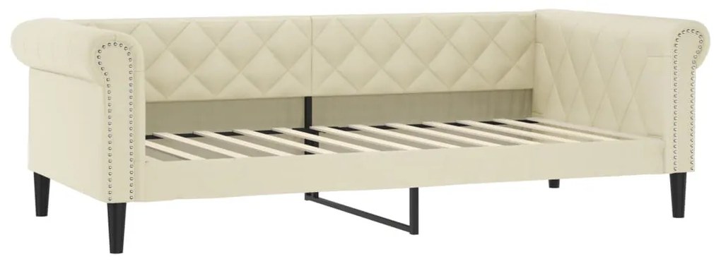 krémszínű műbőr heverő matraccal 90 x 200 cm