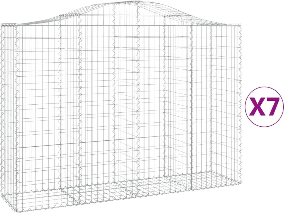 vidaXL 7 db íves horganyzott vas gabion kosár 200x50x140/160 cm