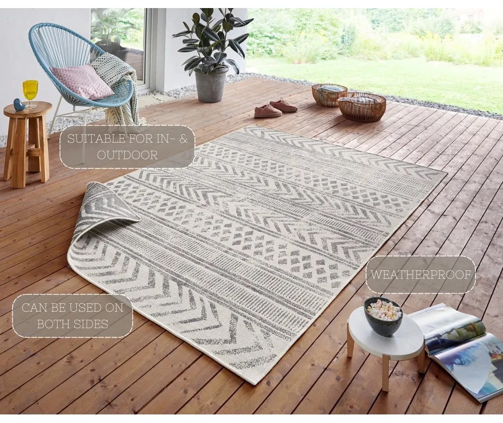 Biri szürke-krémszínű kültéri szőnyeg, 120 x 170 cm - NORTHRUGS