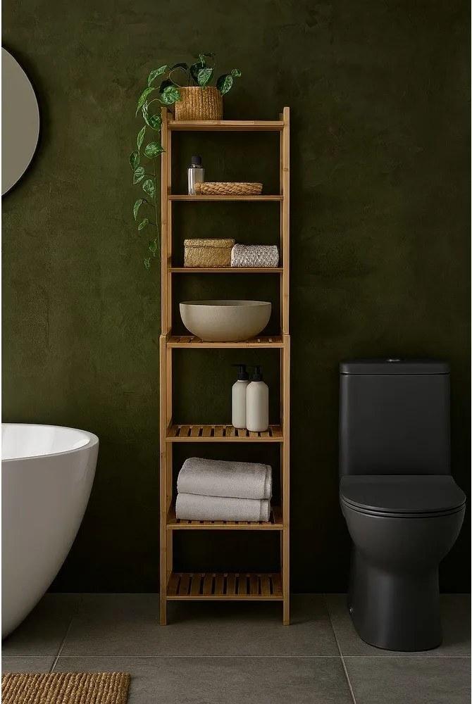 Natúr színű bambusz fürdőszobai polcos állvány 40x154 cm Skaren – Bonami Essentials