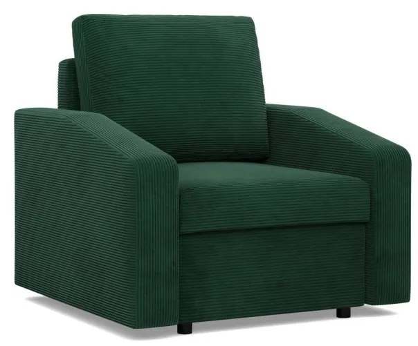 Zeus fotel, döntött kartámasz, kordbársony, hab töltet, zöld