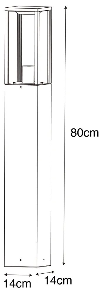 Okos kültéri állólámpa fekete bordázott üveggel 80 cm WiFi A60-nal - Charlois