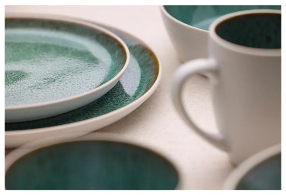 Fehér-zöld kőedény desszertes tányér ø 21 cm Gastro White/Green – Bitz