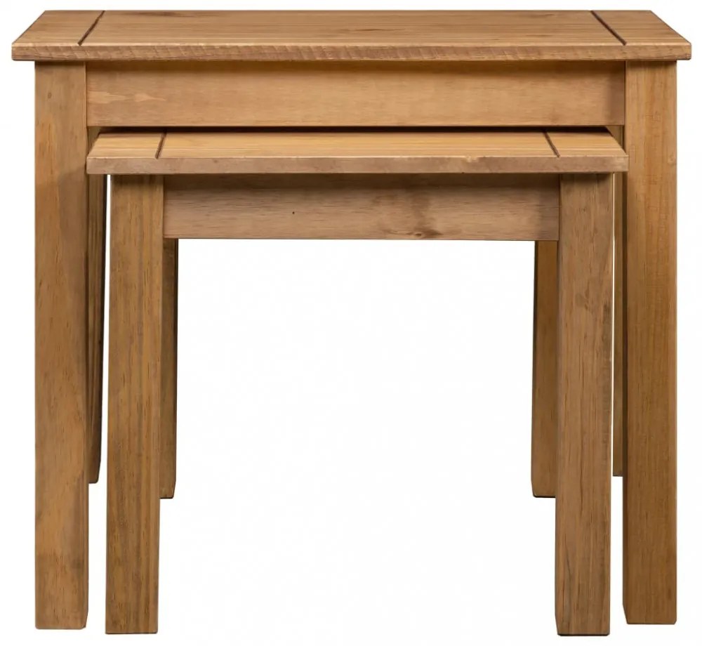 vidaXL 2 db panama stílusú tömör fenyőfa egymásba tolható asztal