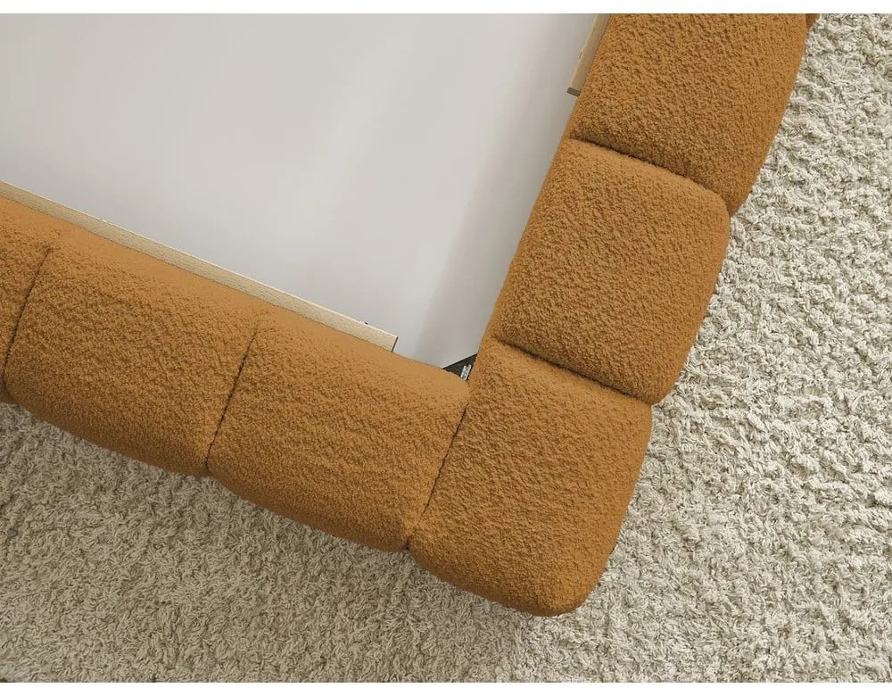 Mustársárga kárpitozott ágyneműtartós franciaágy ágyráccsal 160x200 cm Mont Blanc – Bobochic Paris