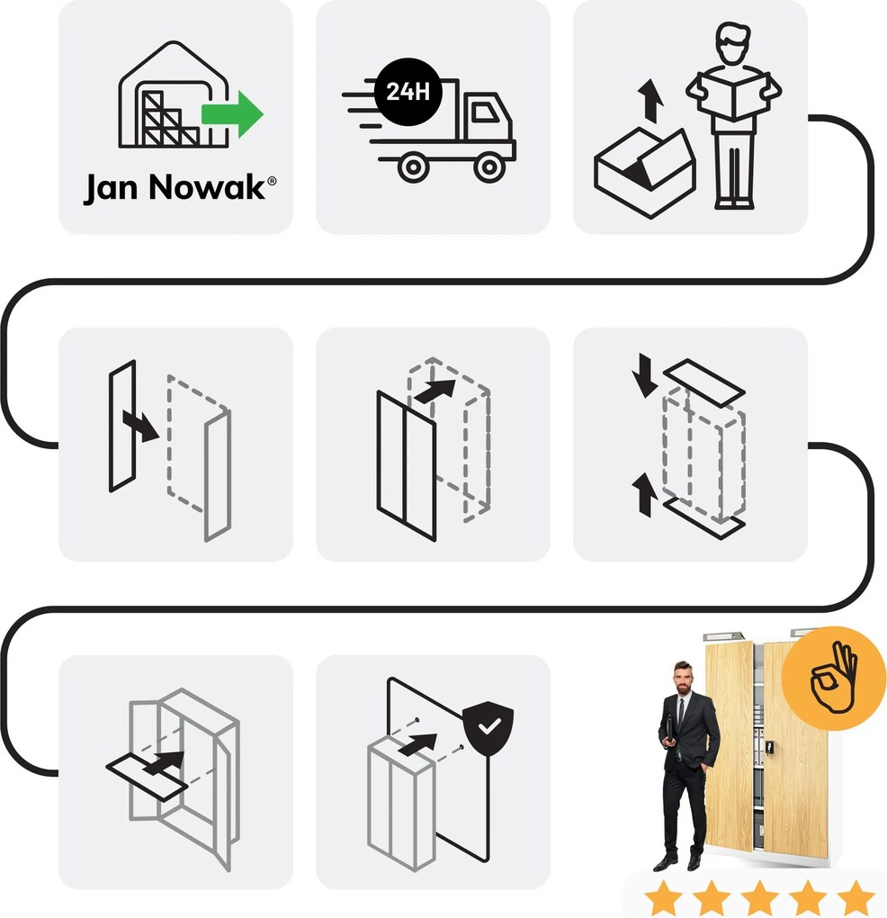 Fém irodagardrób Fehér/ Aranytölgy: Eco Design JAN II
