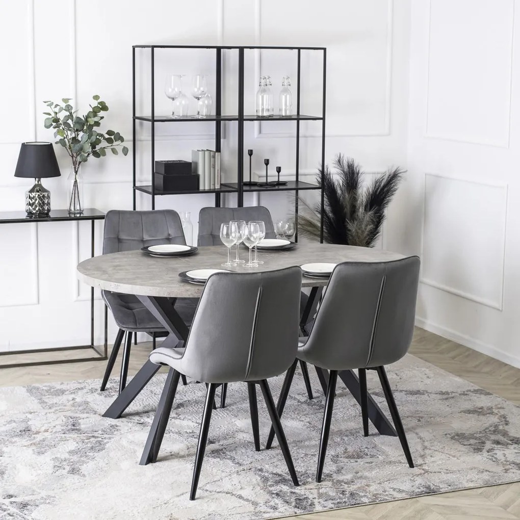 Szék szürke színben, bársony kárpittal. RIO