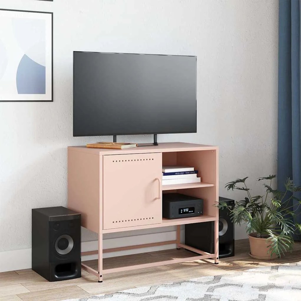 rózsaszín acél TV-szekrény 68 x 39 x 60,5 cm