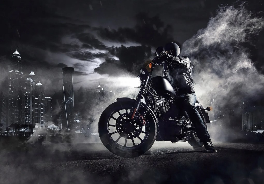 Harley Davidson fotótapéta Éjszaka a városban Iron 883 stílus 200x140 +ragasztó