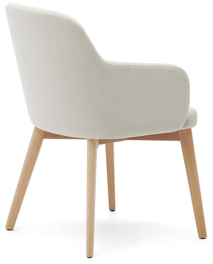 Krémszínű kárpitozott karfás étkezőfotel Nelida – Kave Home