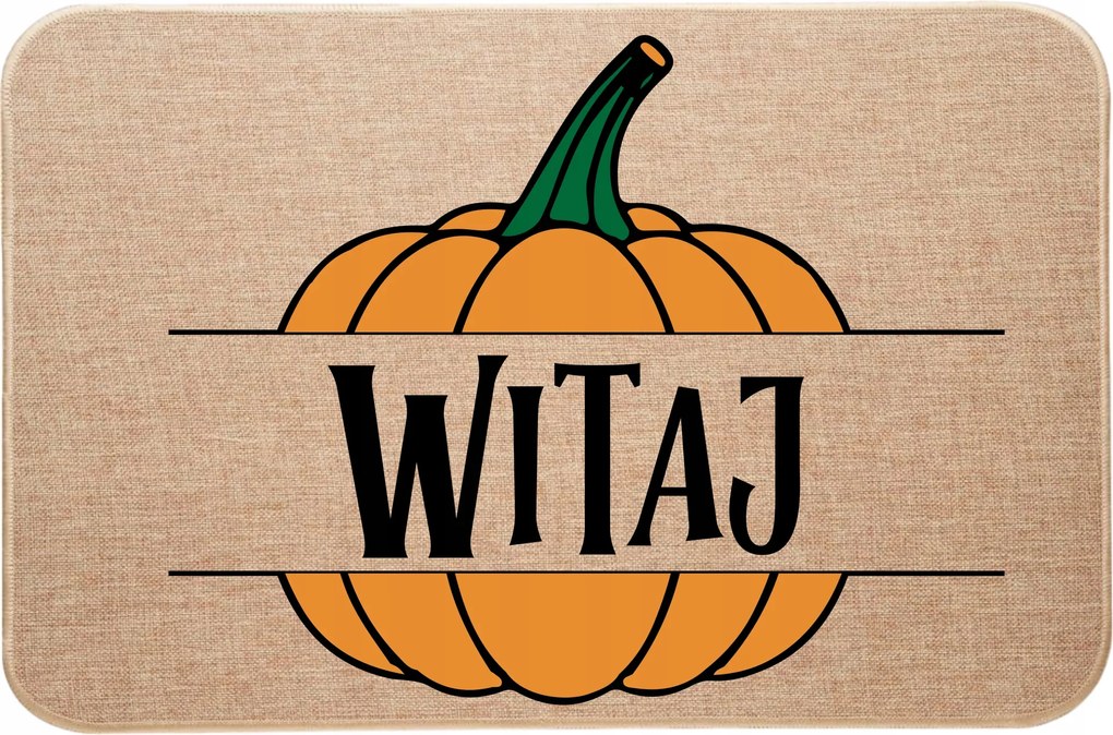 Lábtörlő lenvászonból Ősz Halloween tök Hello Welcome