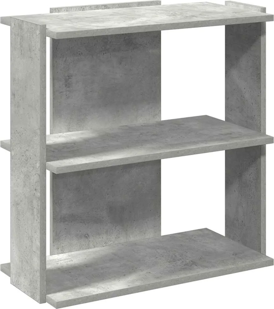 vidaXL 3 szintes betonszürke szerelt fa könyvespolc 60x30x60 cm