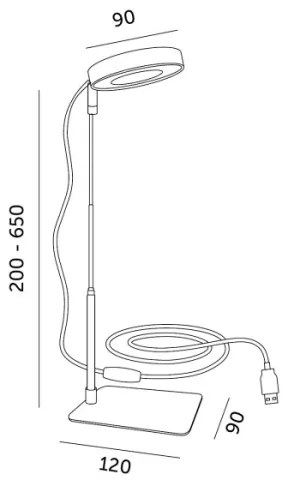 VERDI dimmelhető asztali LED lámpa növénytermesztéshez 5W/5V 1300K fehér