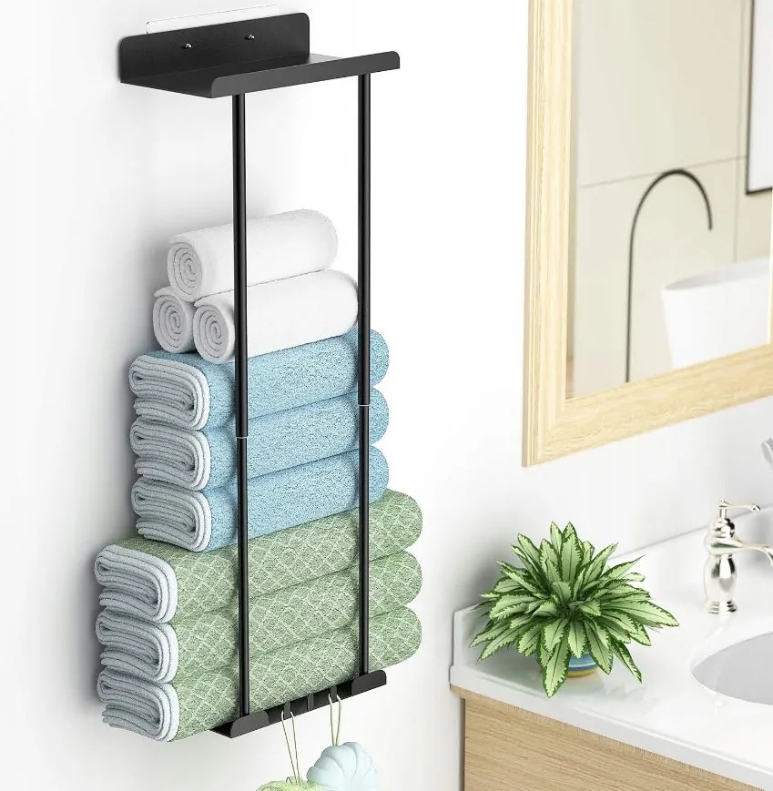 Törölközőtartó öntapadós acél szerelés fúrás nélkül