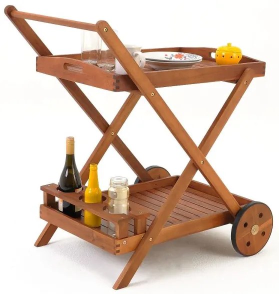 Casaria® Felszolgáló kocsi - Akác