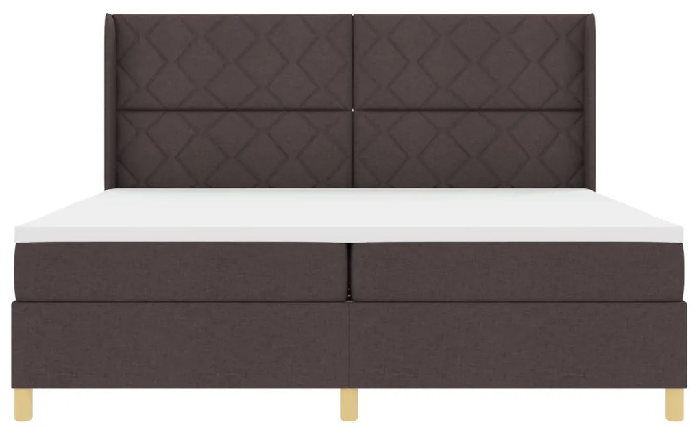 Boxspring Ágy Matracokkal Sötétbarna, 200x200 cm Szövetben