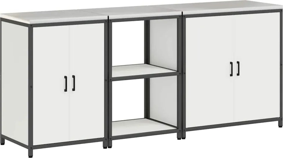 vidaXL Konyhai Tároló Készlet 3 pcs Fehér Hidegen hengerelt acél