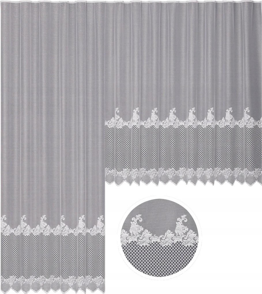 Mg Függöny jacquard 649/87 Fehér 350X250cm Kész Szalaggal M