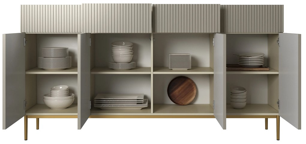 Nicole fiókos komód 200 cm - kasmír / arany lábak