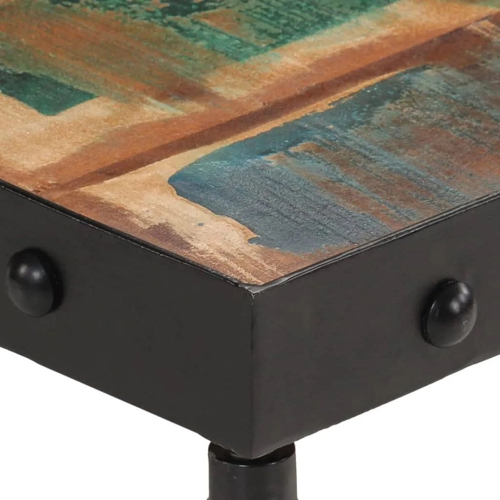tömör újrahasznosított fa kerekes dohányzóasztal 100x55x26 cm
