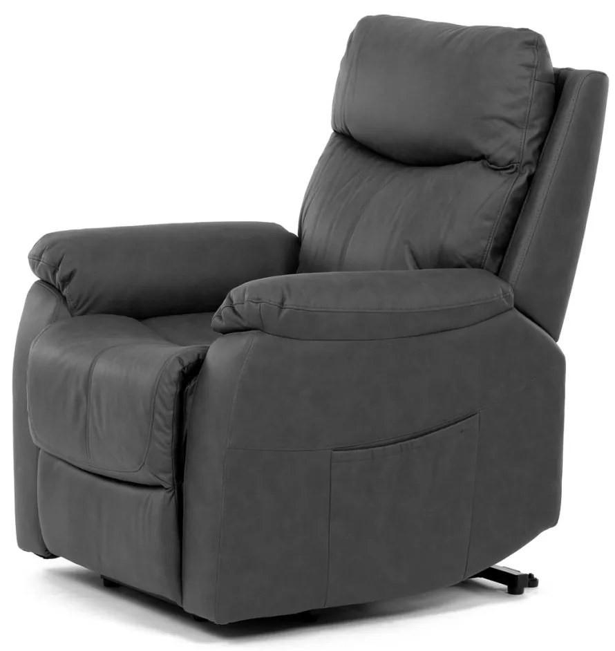 Fotoliu TV si Relax, electric, 3 motoare, stofa gri cu decor piele periata TV-5874