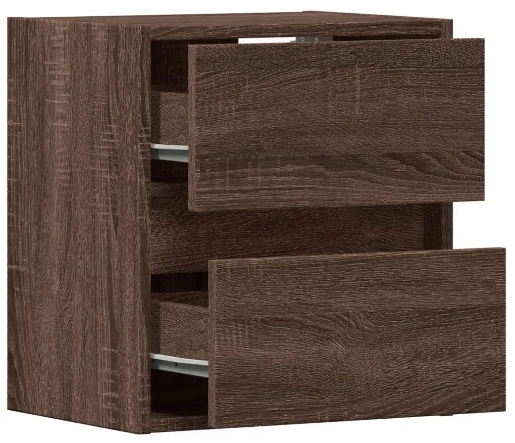 2 db barna tölgyszínű fali TV-szekrény LED-del 41 x 31 x 45 cm
