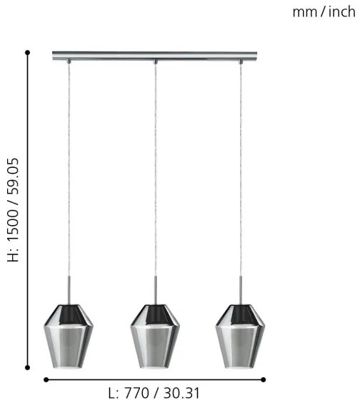 Eglo 96774 - MURMILLO függeszték 3xE27/28W/230V