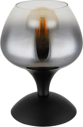 Globo 15548T2 Asztali lámpa fém fekete matt, füstszínű/átlátszó színátmenetes üveg búra, fekete textil kábel, billenőkapcsoló a kábelen, ø: 150mm, M: 205mm, kábel hossza 1500mm, 1x E27 40W 230V izzó nélkül