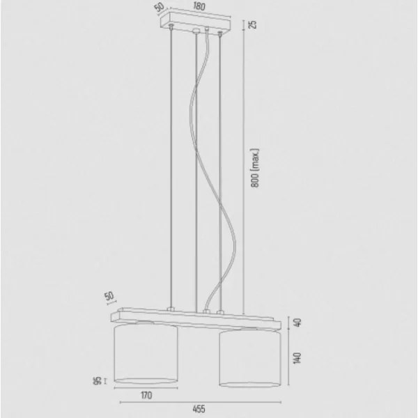 Argon 7164 - Csillár zsinóron CANOA 2xE27/15W/230V fekete