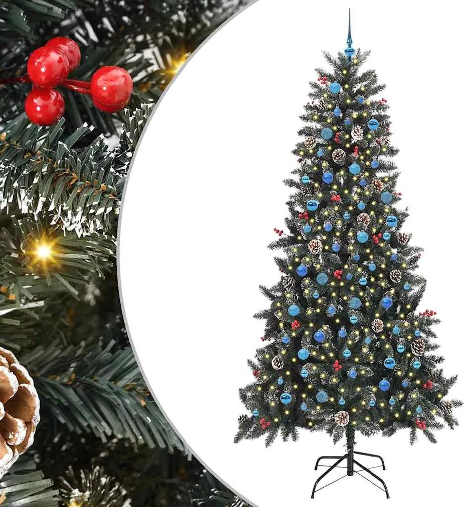 vidaXL Mű karácsonyfa 300 LED-del Zöld 240 cm PVC és Műanyag és Acél