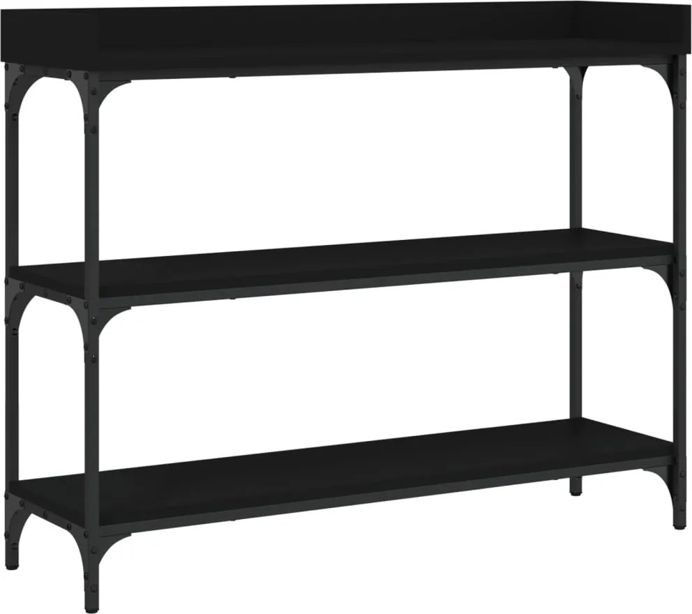 vidaXL fekete tálalóasztal polcokkal 100 x 30 x 80 cm