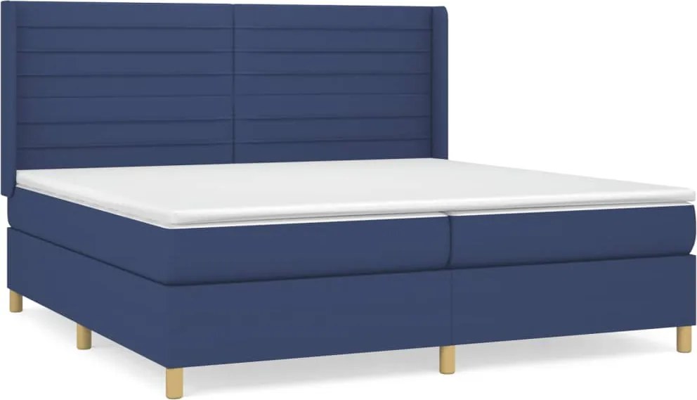 vidaXL kék szövet rugós ágy matraccal 200 x 200 cm