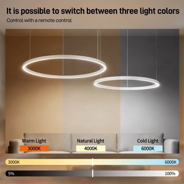 BRILAGI - LED fényerőszabályozható acélkábeles csillár PORTOFINO LED/98W/230V fehér + távirányító