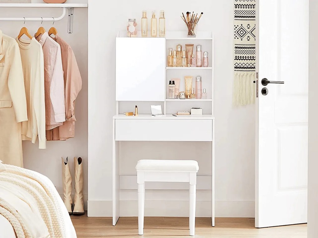 Fésülködőasztal tükörrel LUNAVI 70x40 cm, fehér