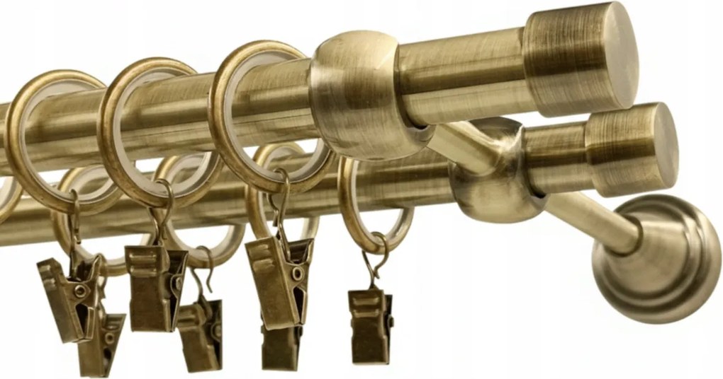 Dupla Fém Függönykarnis 16 mm Arany Antik 140 cm