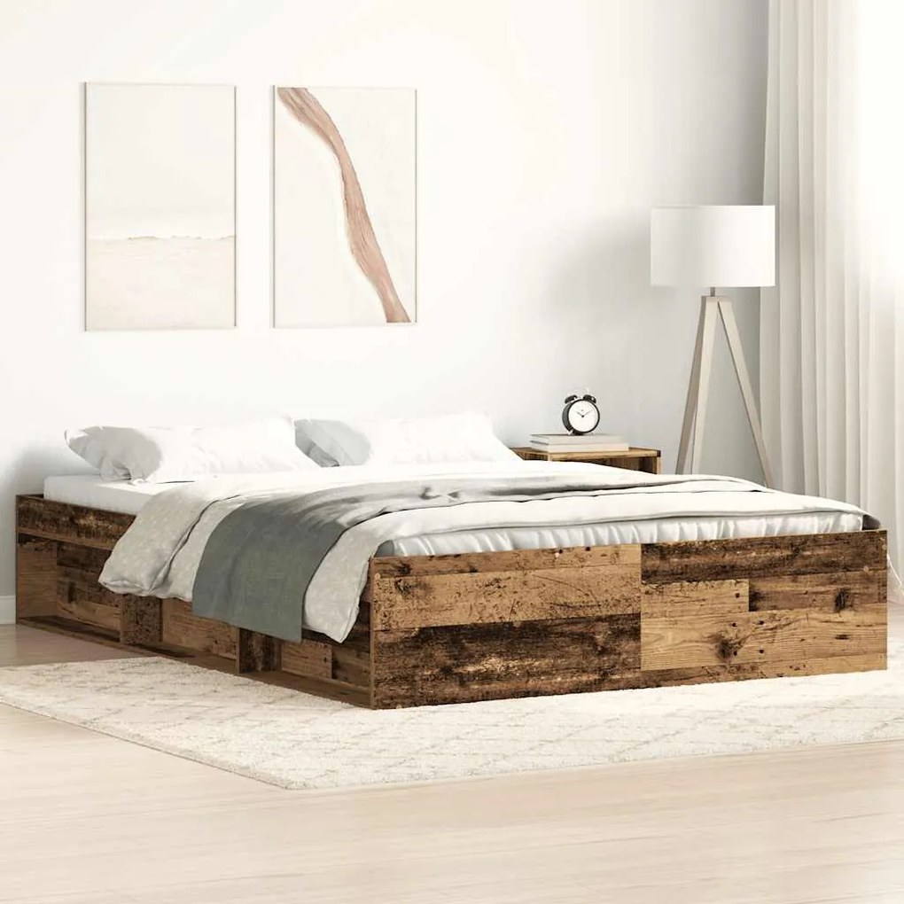antik fa szerelt fa ágykeret matrac nélkül 140x190 cm