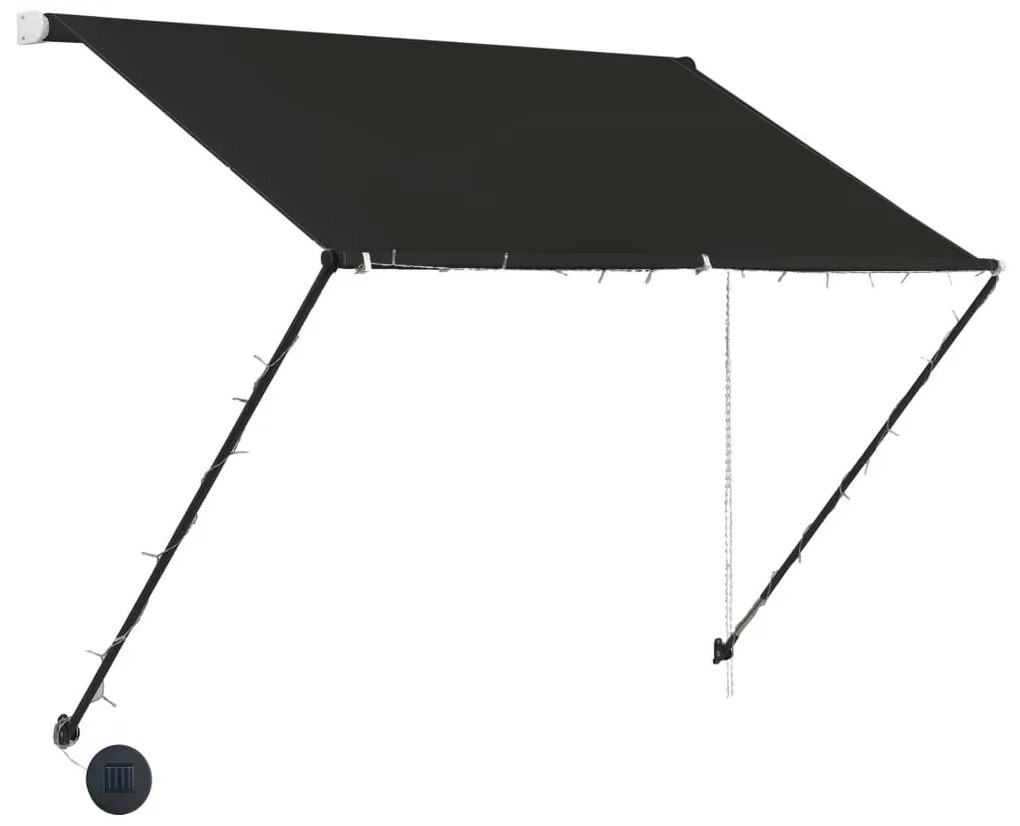 Feltekerhető antracitszürke napellenző LED-del 150 x 150 cm