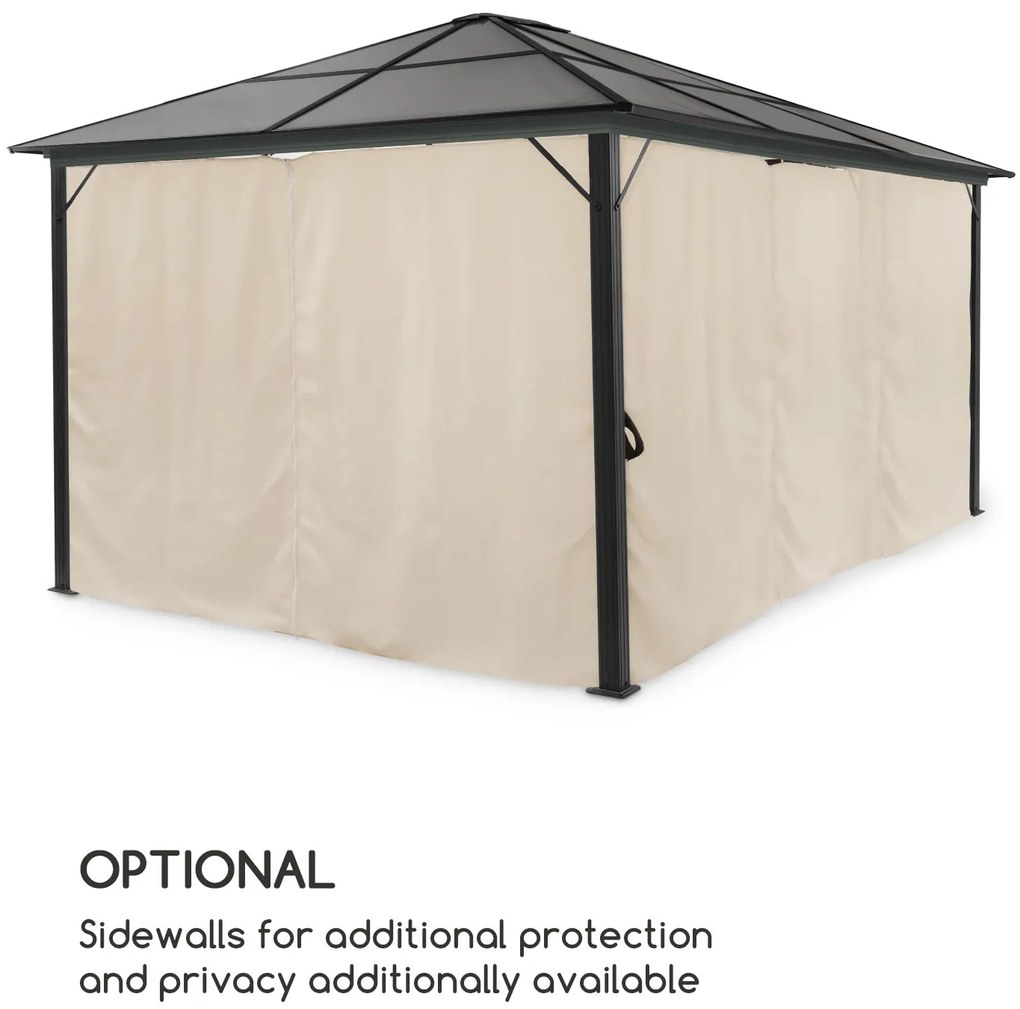 Pantheon Solid Sky Ambient Solar, pavilon tetővel, 3 × 4 m, polikarbonát, alumínium, megvilágított