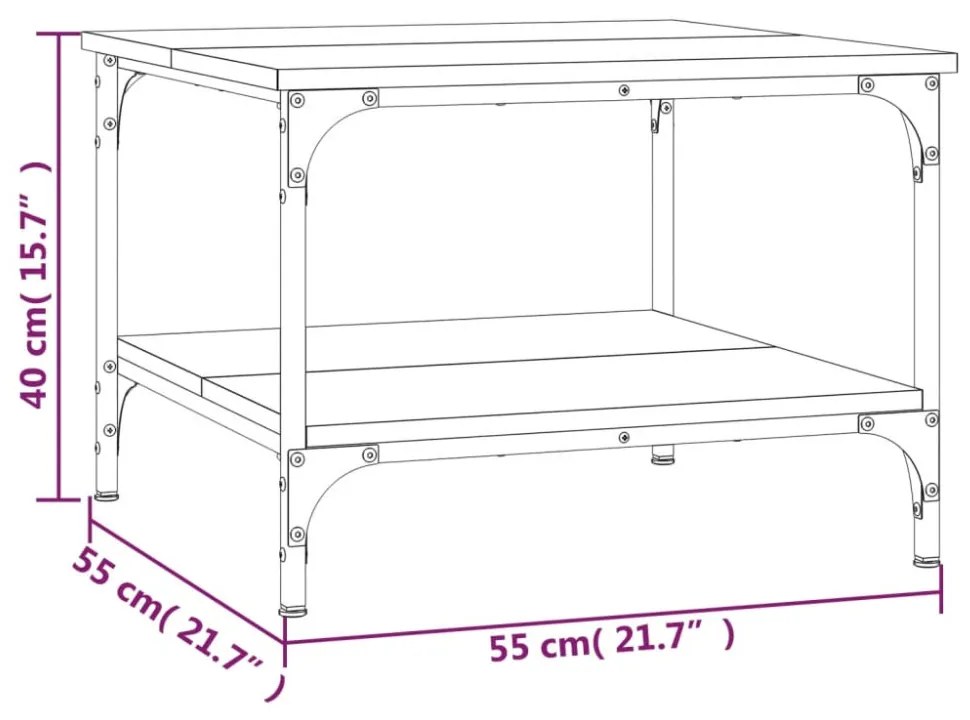 fekete szerelt fa dohányzóasztal 55 x 55 x 40 cm
