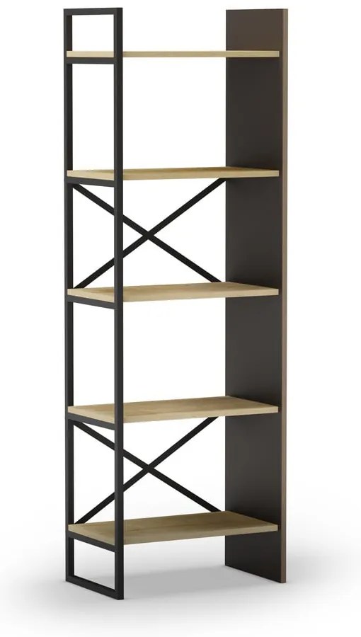 Natúr színű könyvespolc tölgyfa dekorral 58x175 cm Ara – Marckeric