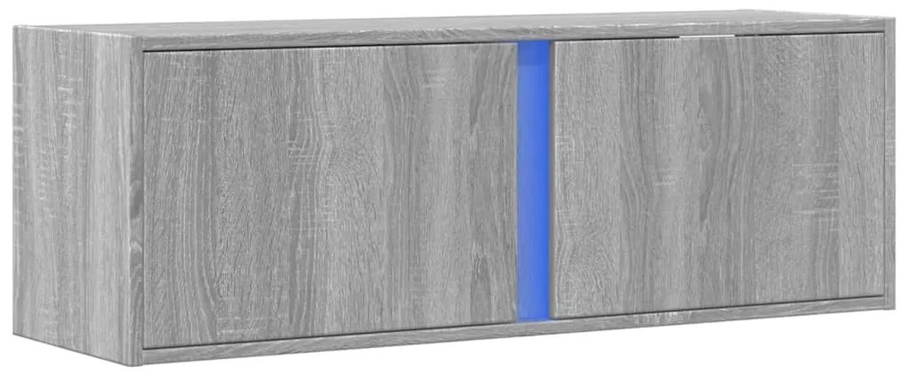 szürke sonoma színű fali TV-szekrény LED-ekkel 100 x 31 x 35 cm