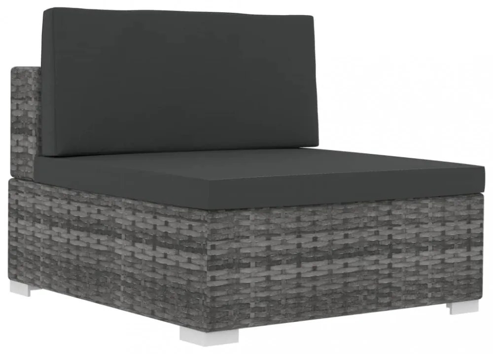 3 részes szürke polyrattan kerti kanapészett párnákkal