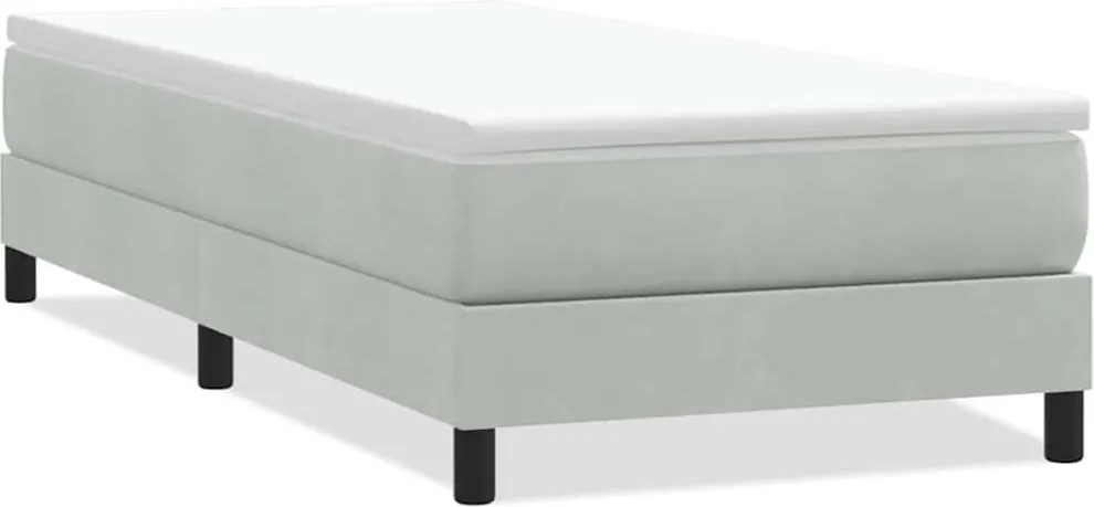 vidaXL világosszürke bársony rugós ágy matrac nélkül 80x210 cm