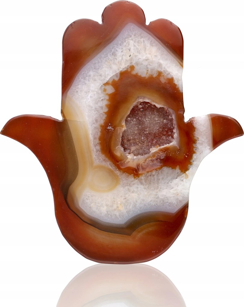 Hamsa természetes kőből Achát Gyönyörű Példány 146g kéz állvány 115